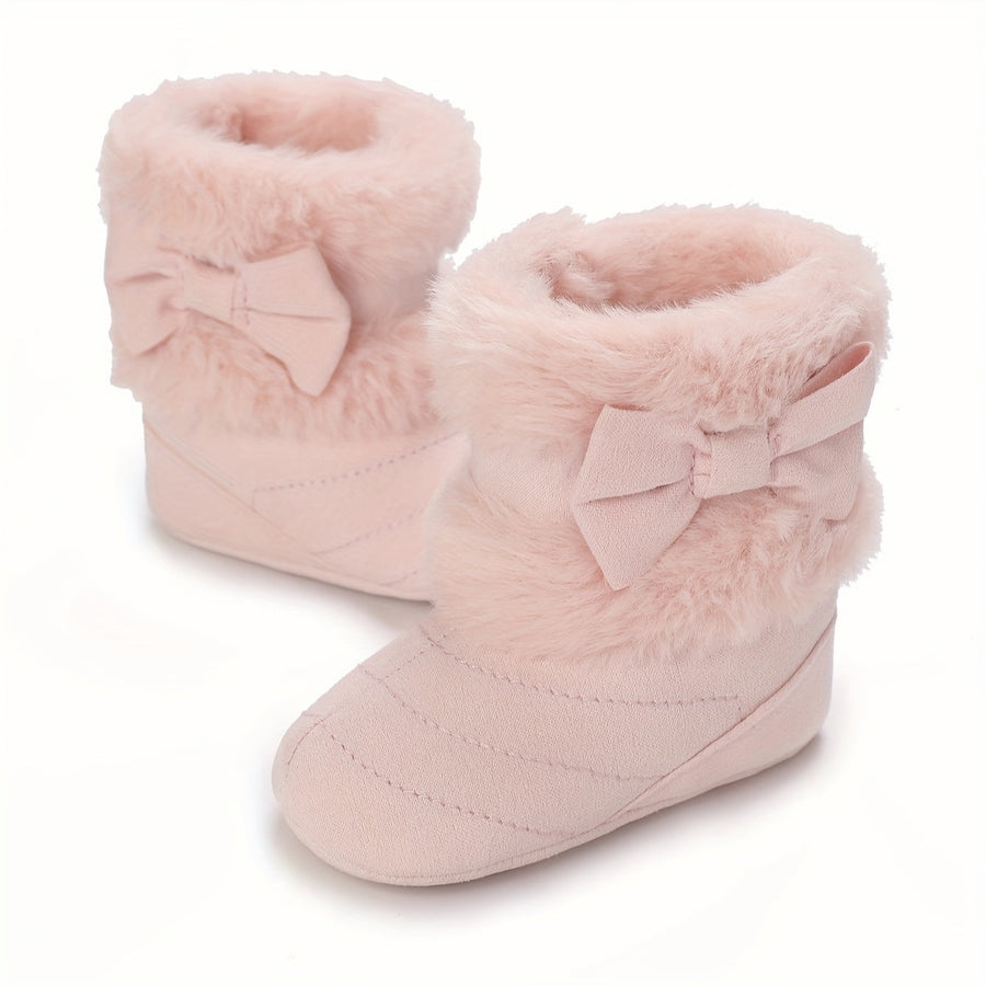 Bottes bébé chaudes hiver polyvalentes mode, avec nœud, 0-1 an — Monptitlou