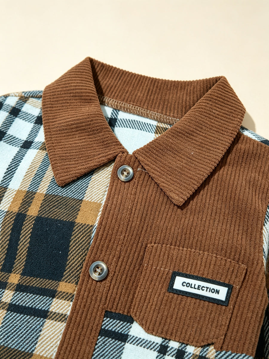 Nouveau ensemble rentrée scolaire automne-hiver pour garçons : chemise — Monptitlou