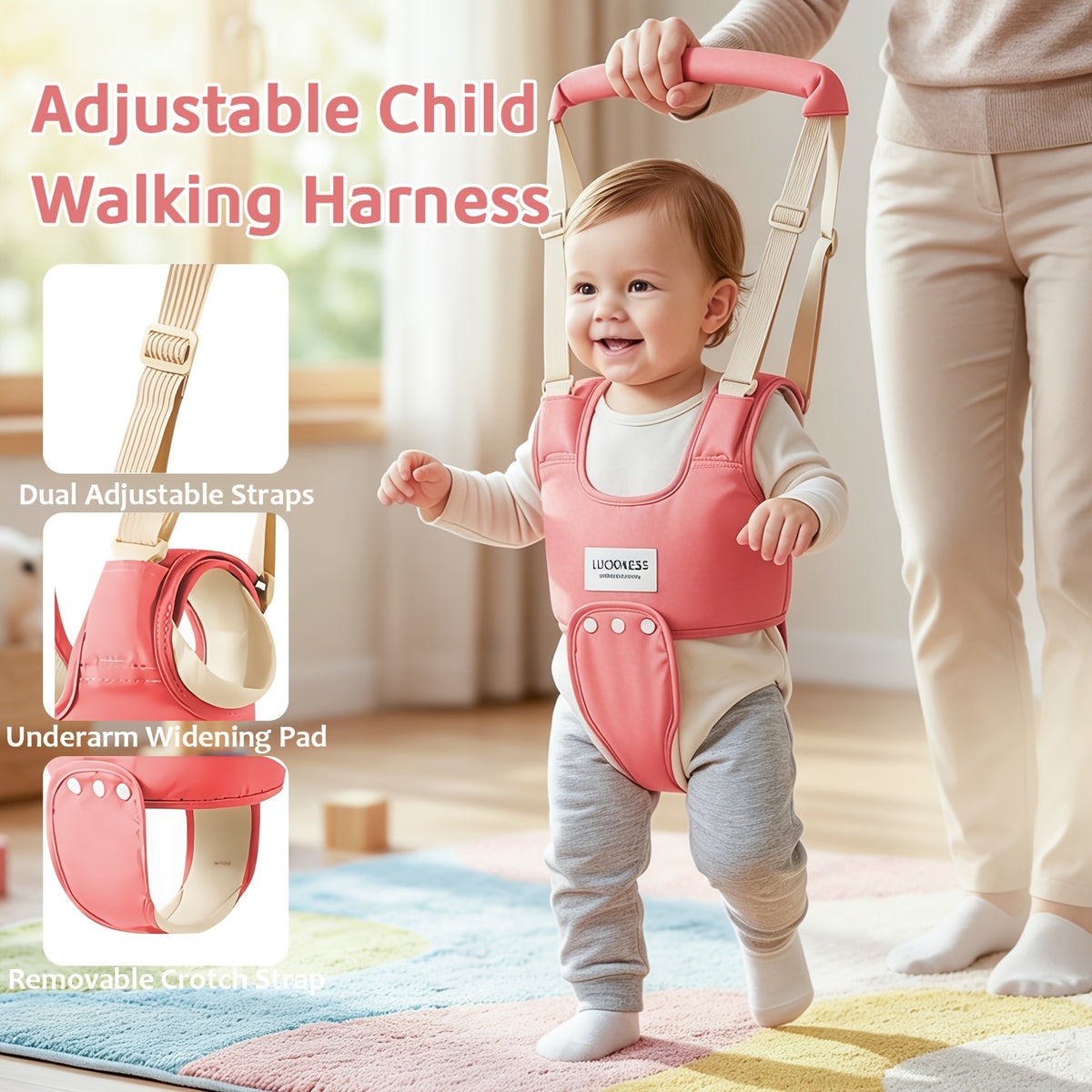 Harnais de marche pour bébé, marcheur à main réglable pour tout-petits — Monptitlou Image