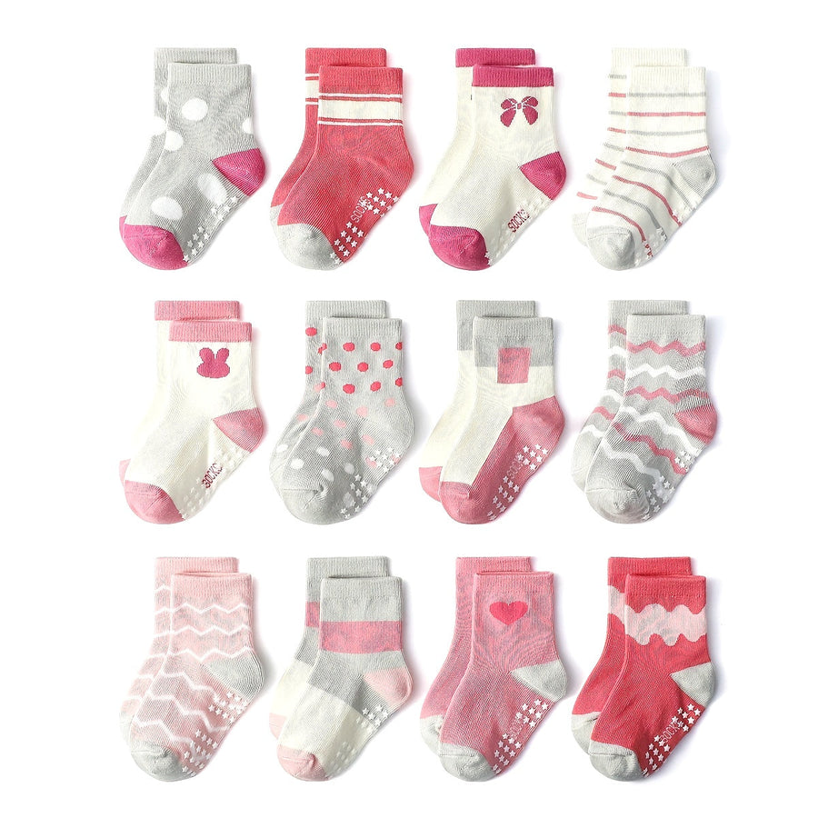 12 Paires de Chaussettes Mi-Mollet pour Filles, Nouveauté PC — Monptitlou