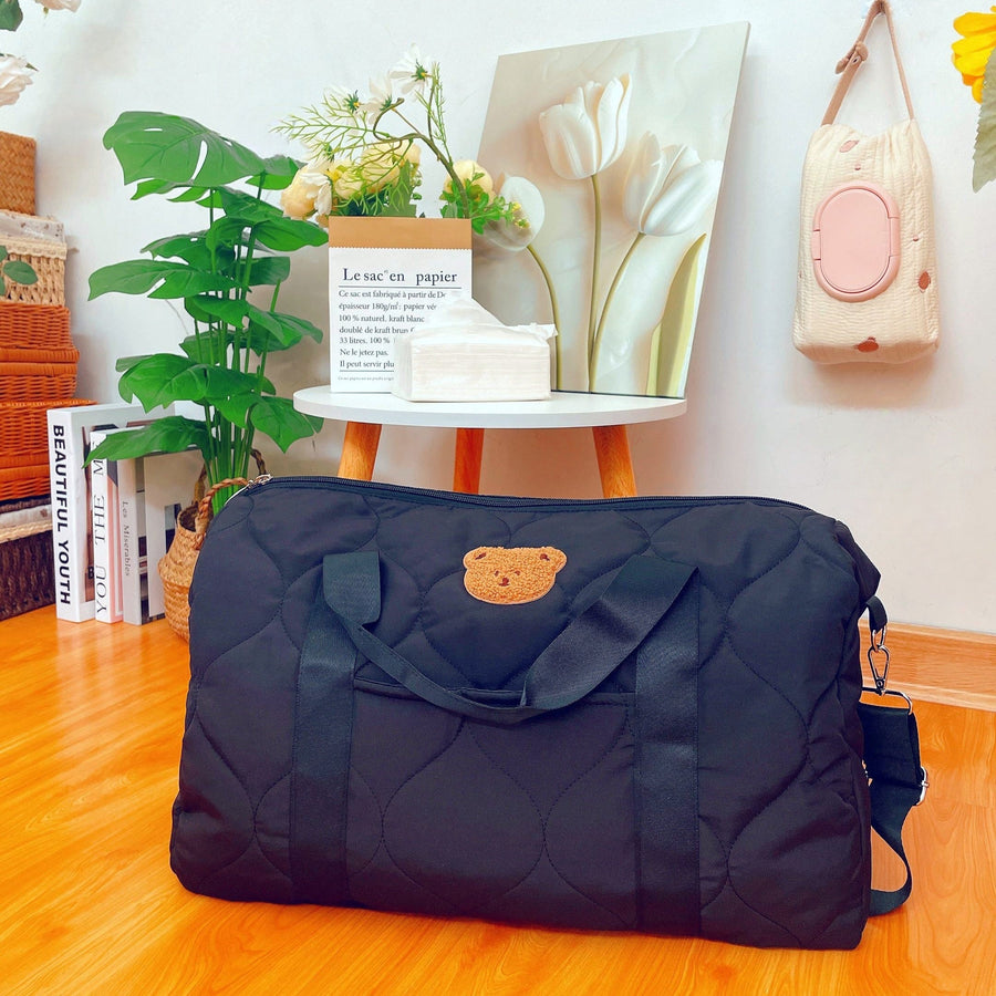 Sac de Maternité Grande Capacité Ours Noir - Parfait pour la Rangement de Couches, Formule & Vêtements, Idéal pour les C