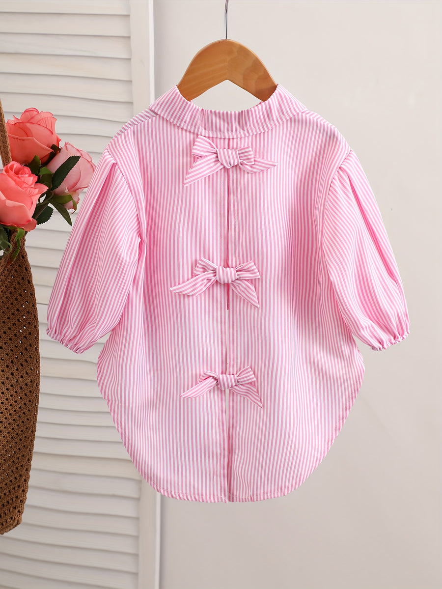 Chemise à col et manches longues à rayures pour bébé fille — Monptitlou