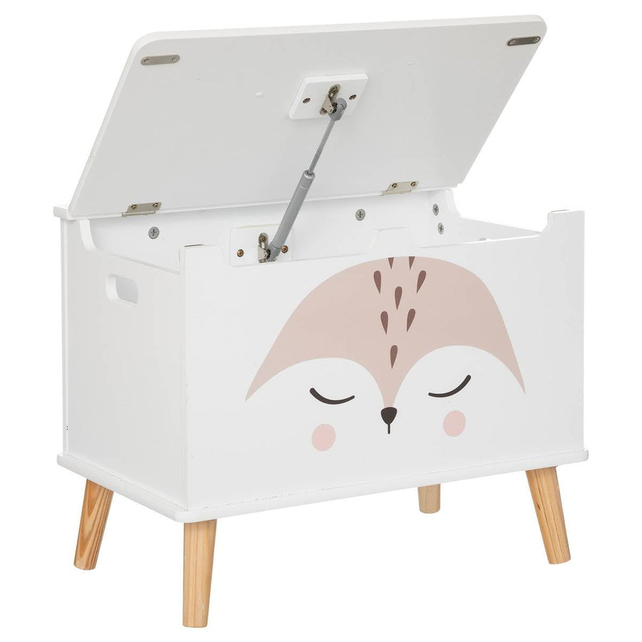 Coffre Enfant Renard - Bois et pin - Blanc - 53x54-5 cm — Monptitlou