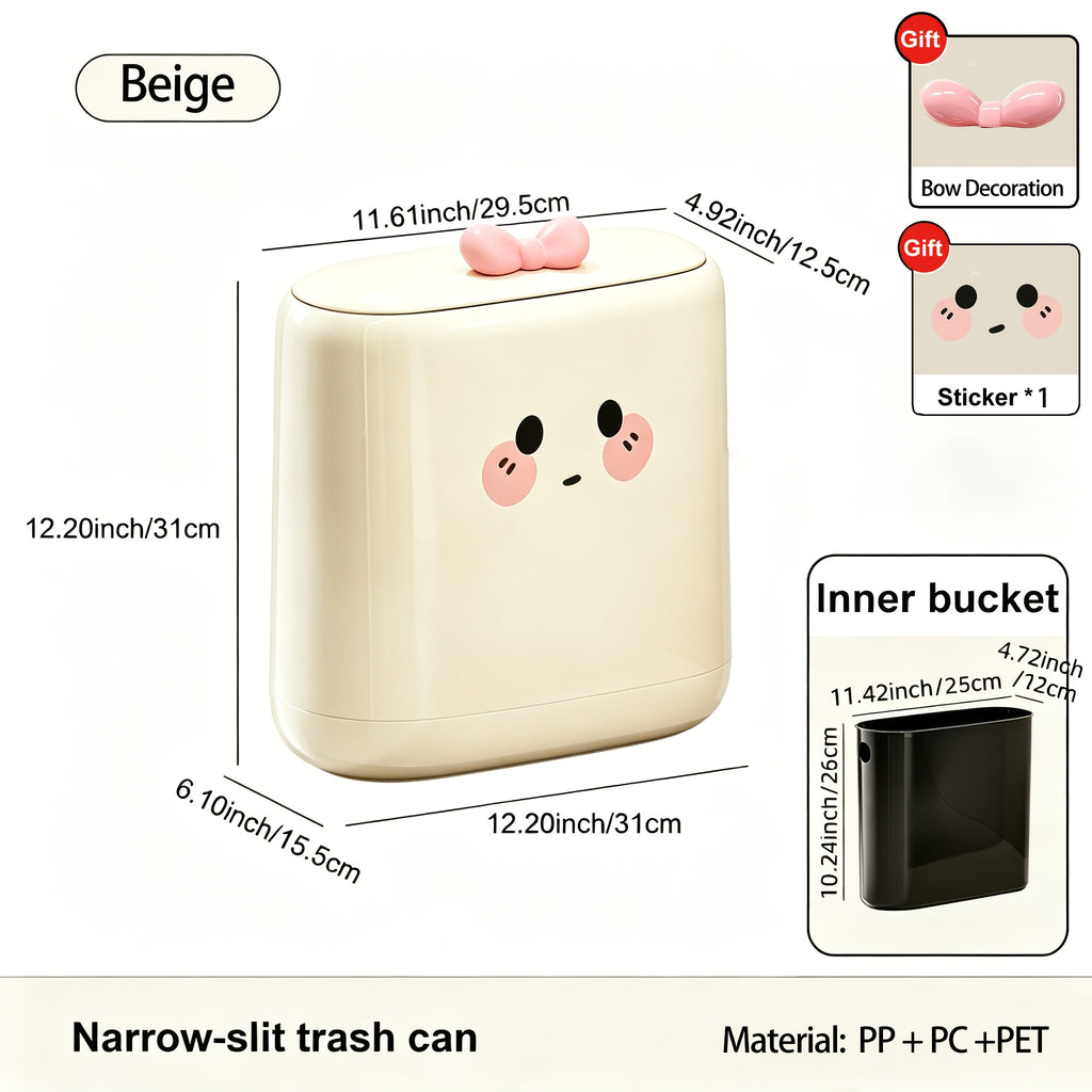 Poubelle Slim Mignonne avec Couvercle, Type Pression — Monptitlou