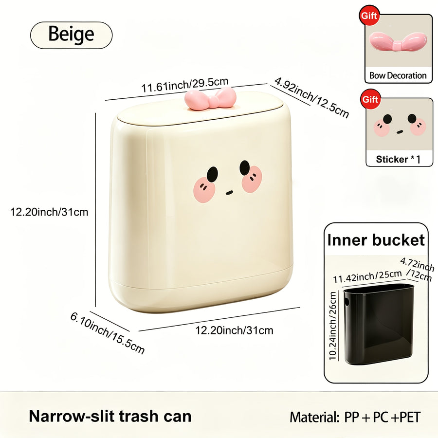 Poubelle Slim Mignonne avec Couvercle, Type Pression — Monptitlou