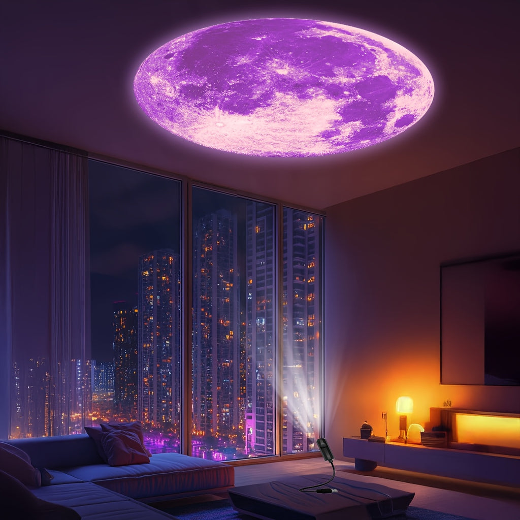 Lampe de projection à motif de lune, avec 5 options de couleur de lune — Monptitlou