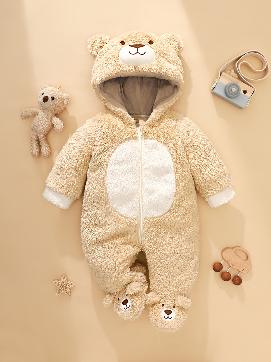 Grenouillère polaire à capuche ourson, 0 à 1 an — Monptitlou