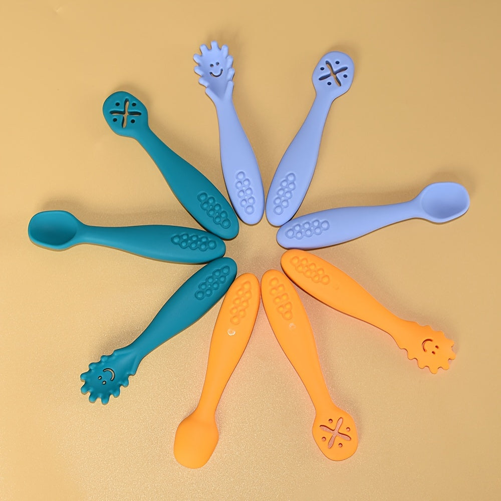 [Cuillères en silicone] 1 Ensemble de 3 Cuillères en Silicone pour Enfants, Cuillères en Silicone pour une Prise Facile,
