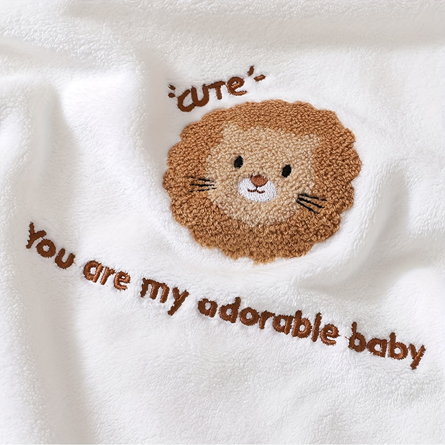 Serviette de bain enfant brodée, motif animaux — Monptitlou