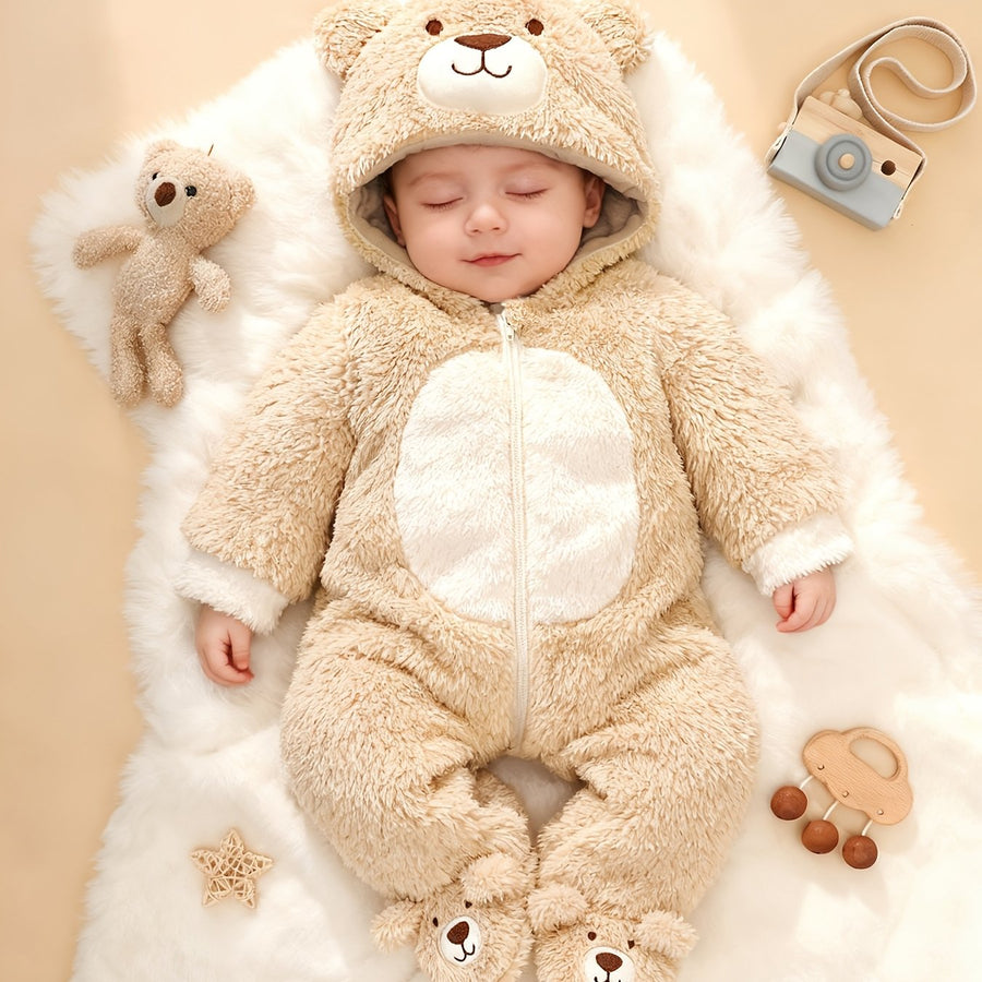 Grenouillère polaire à capuche ourson, 0 à 1 an — Monptitlou