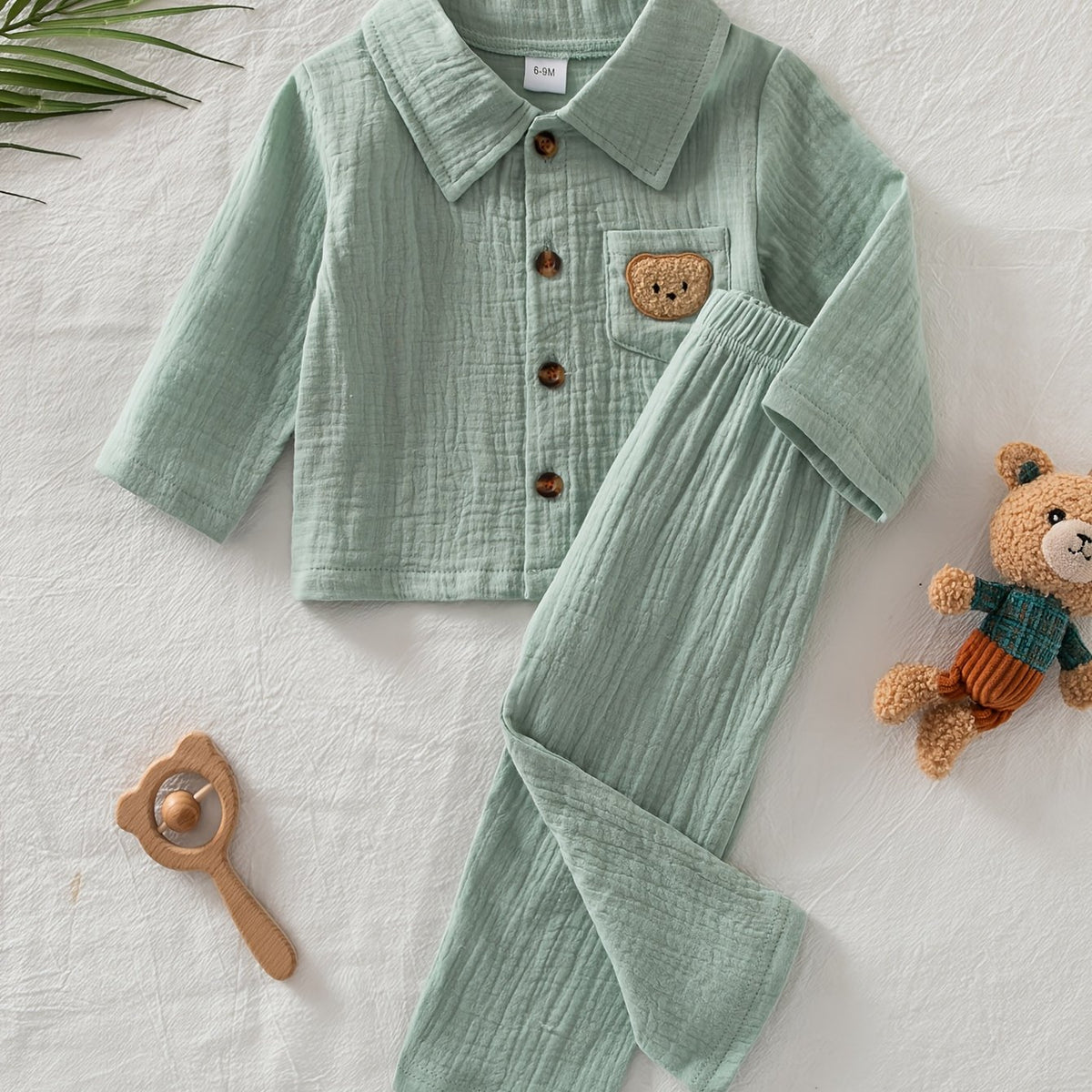 Ensemble bébé col pur longues manches et pantalon long — Monptitlou Image