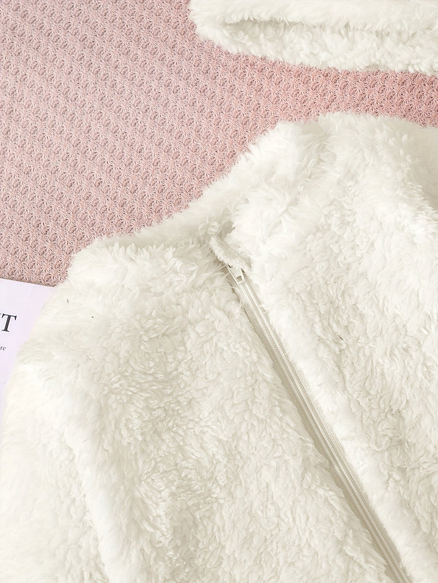 Combinaison Mignonne à Manches Longues en Peluche Unie pour Filles — Monptitlou