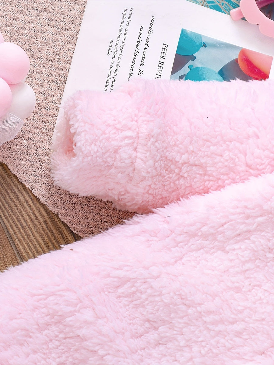 Combinaison Mignonne à Manches Longues en Peluche Unie pour Filles - Automne/Hiver avec Fermeture Éclair et Petit Chapea