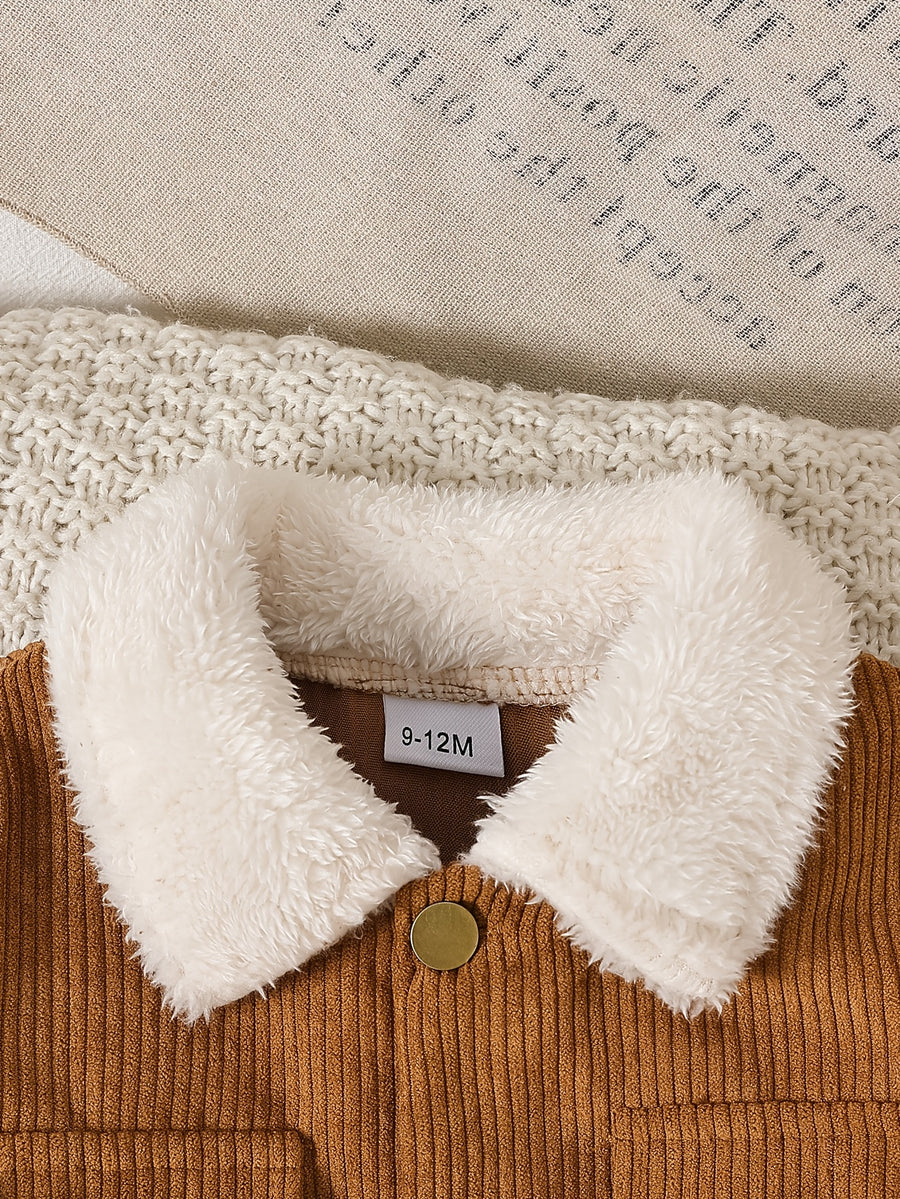 Veste en velours côtelé à rayures verticales marron café vintage pour — Monptitlou