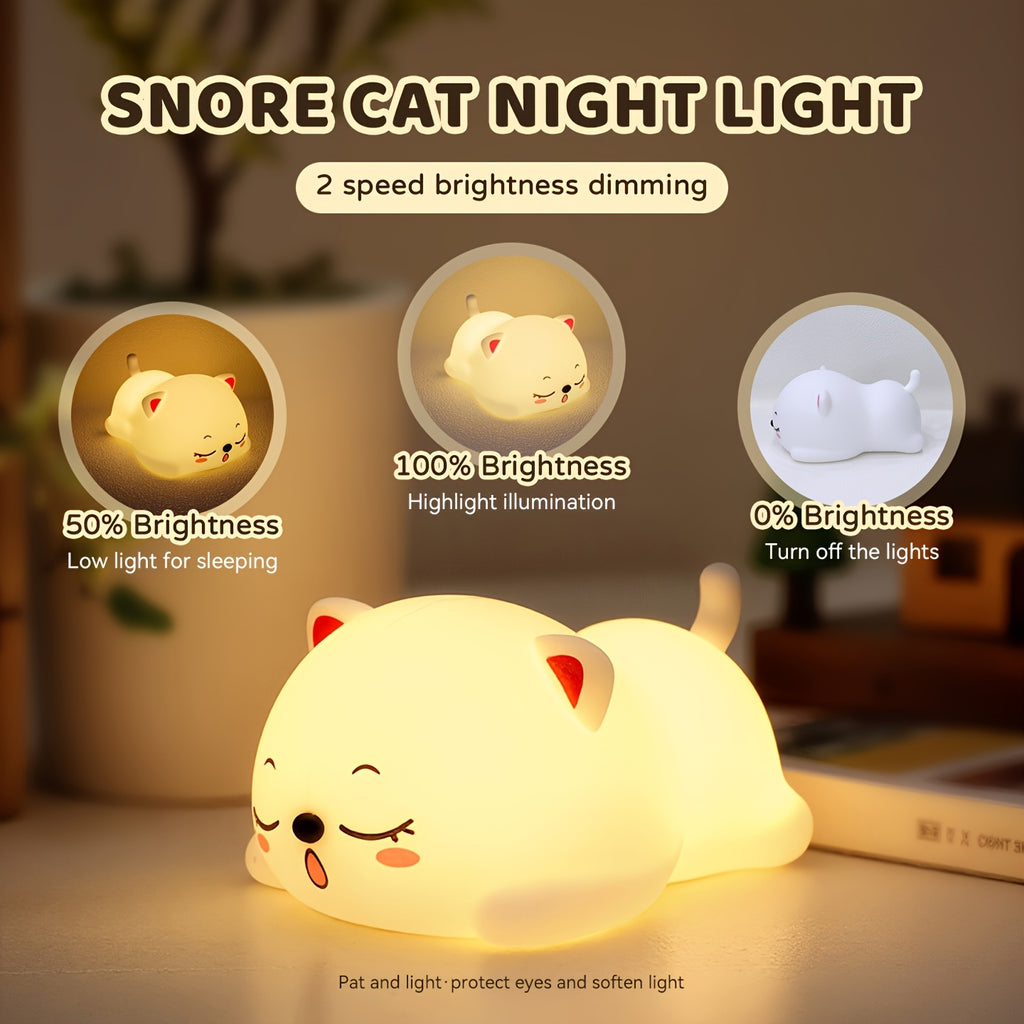 Veilleuse Chat Mignon, Lampe LED en Forme de Chat Endormi — Monptitlou