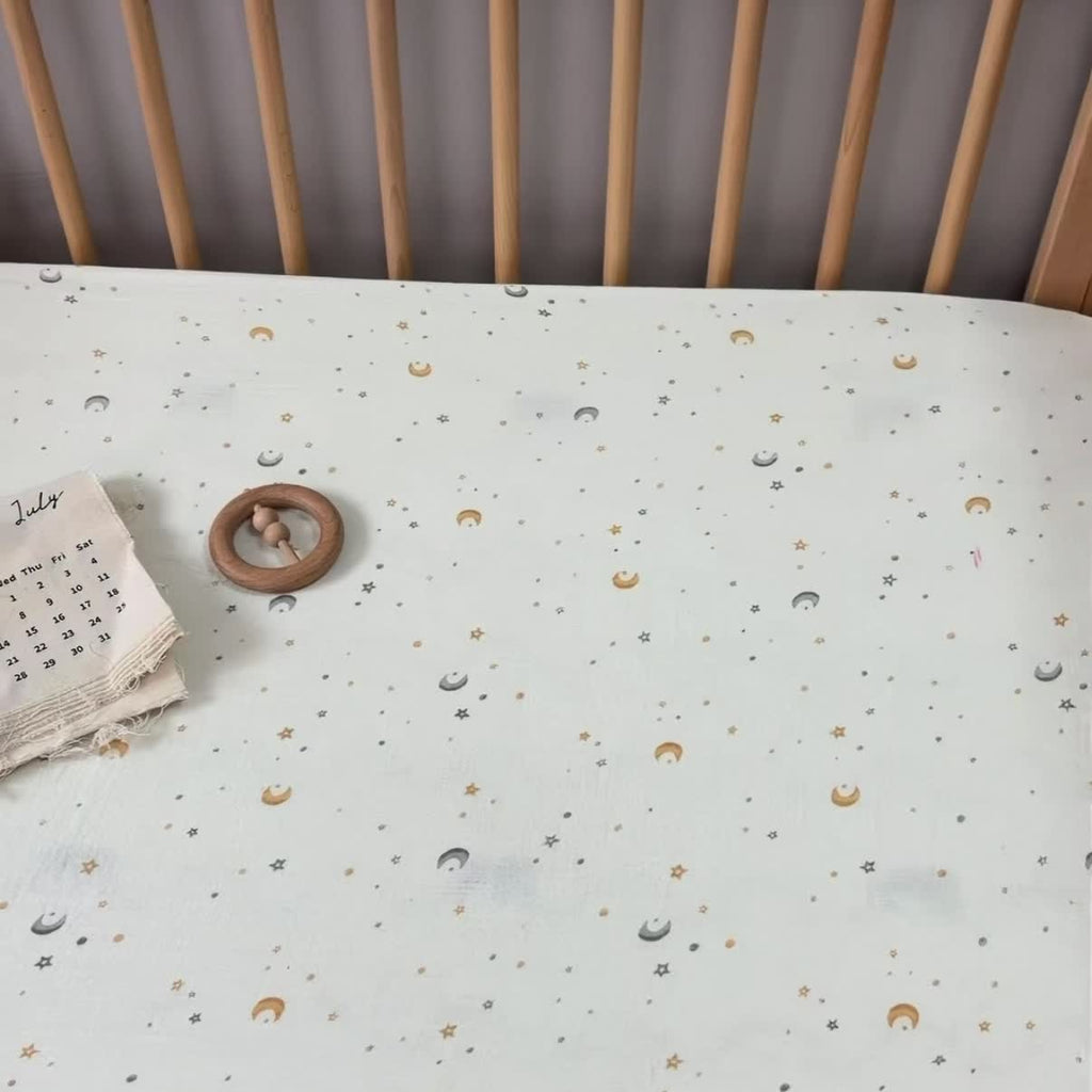 Drap-housse en crêpe de coton pour bébé, motif mignon
