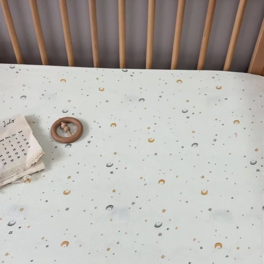 Drap-housse en crêpe de coton pour bébé, motif mignon
