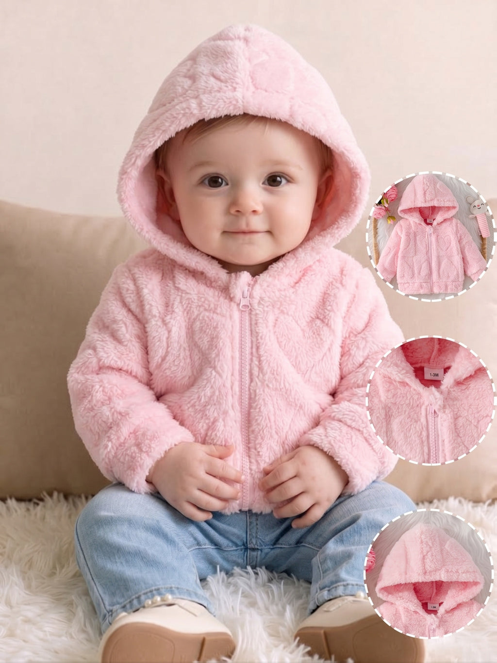 Manteau d'hiver décontracté, chaud et mignon pour nouveau-née fille — Monptitlou