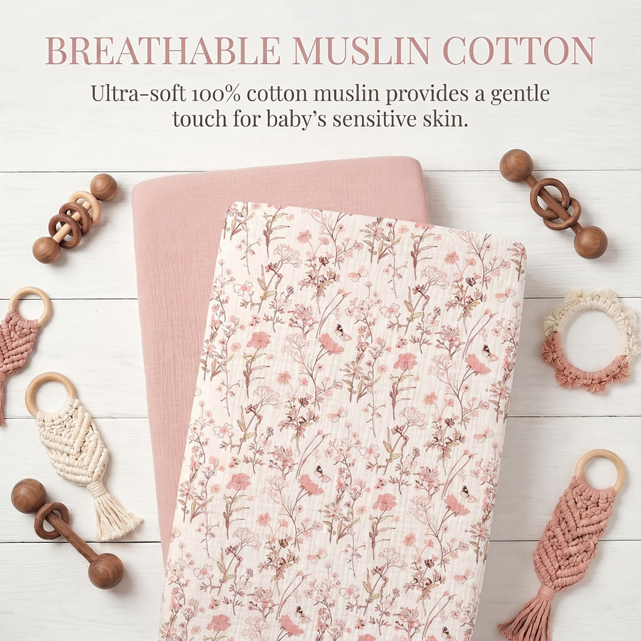 Draps de berceau pour bébé, housse de matelas ajustée confortable et — Monptitlou