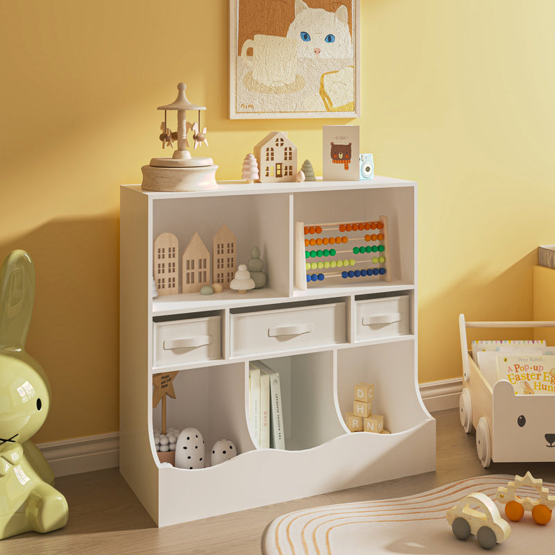 Étagère pour enfants Vastesa avec 5 compartiments et 3 boîtes pliables — Monptitlou