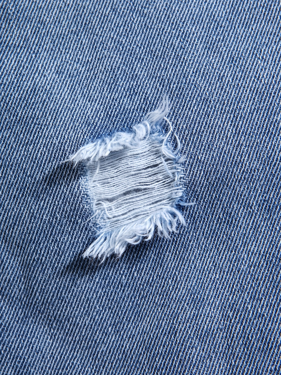 Salopettes en denim déchiré pour garçons, printemps/automne — Monptitlou