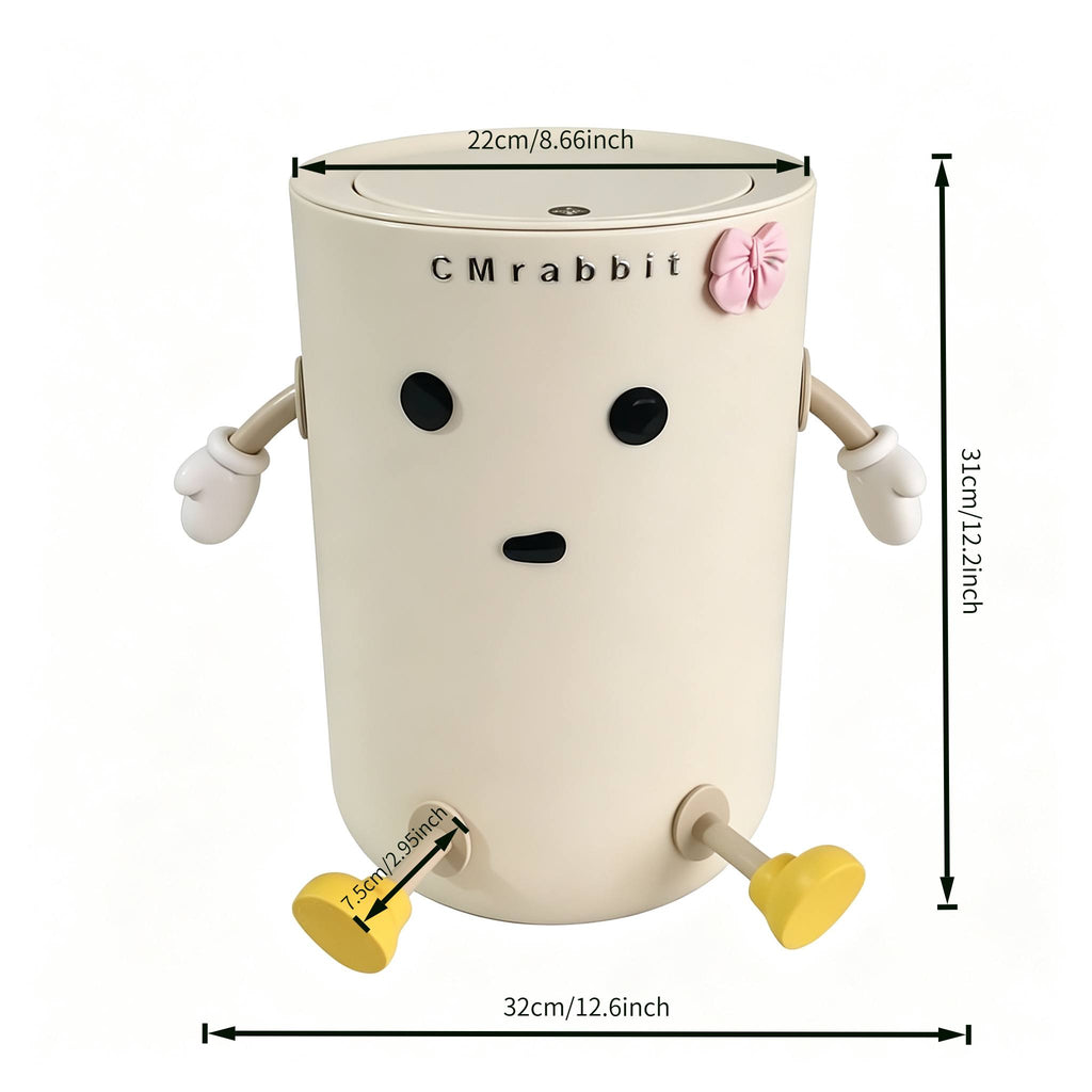 Poubelle à dessus ouvert CM Lapin, 1pc, Blanche, Poubelle en plastique — Monptitlou