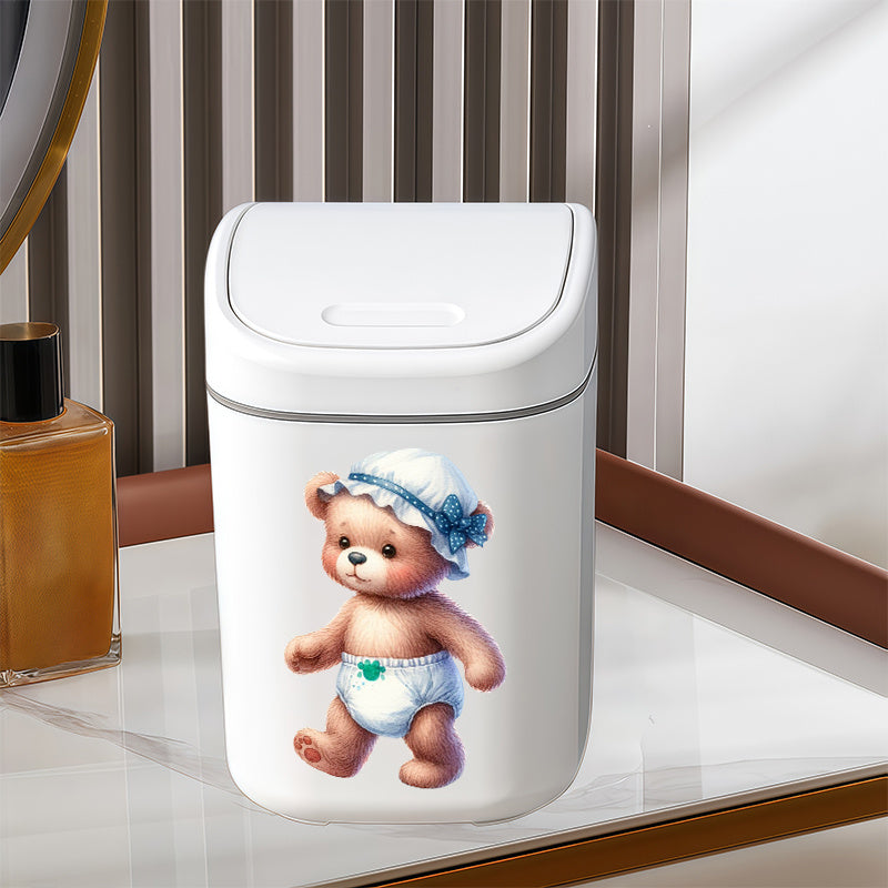 Poubelle de bureau compacte à pression avec motif ourson en bonnet — Monptitlou
