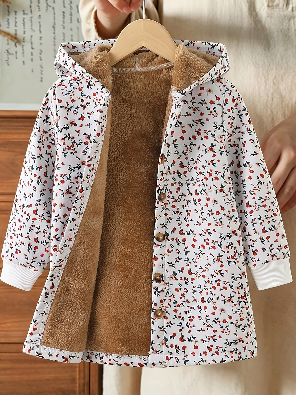 Veste à capuche pour fille début d'automne à imprimé floral — Monptitlou