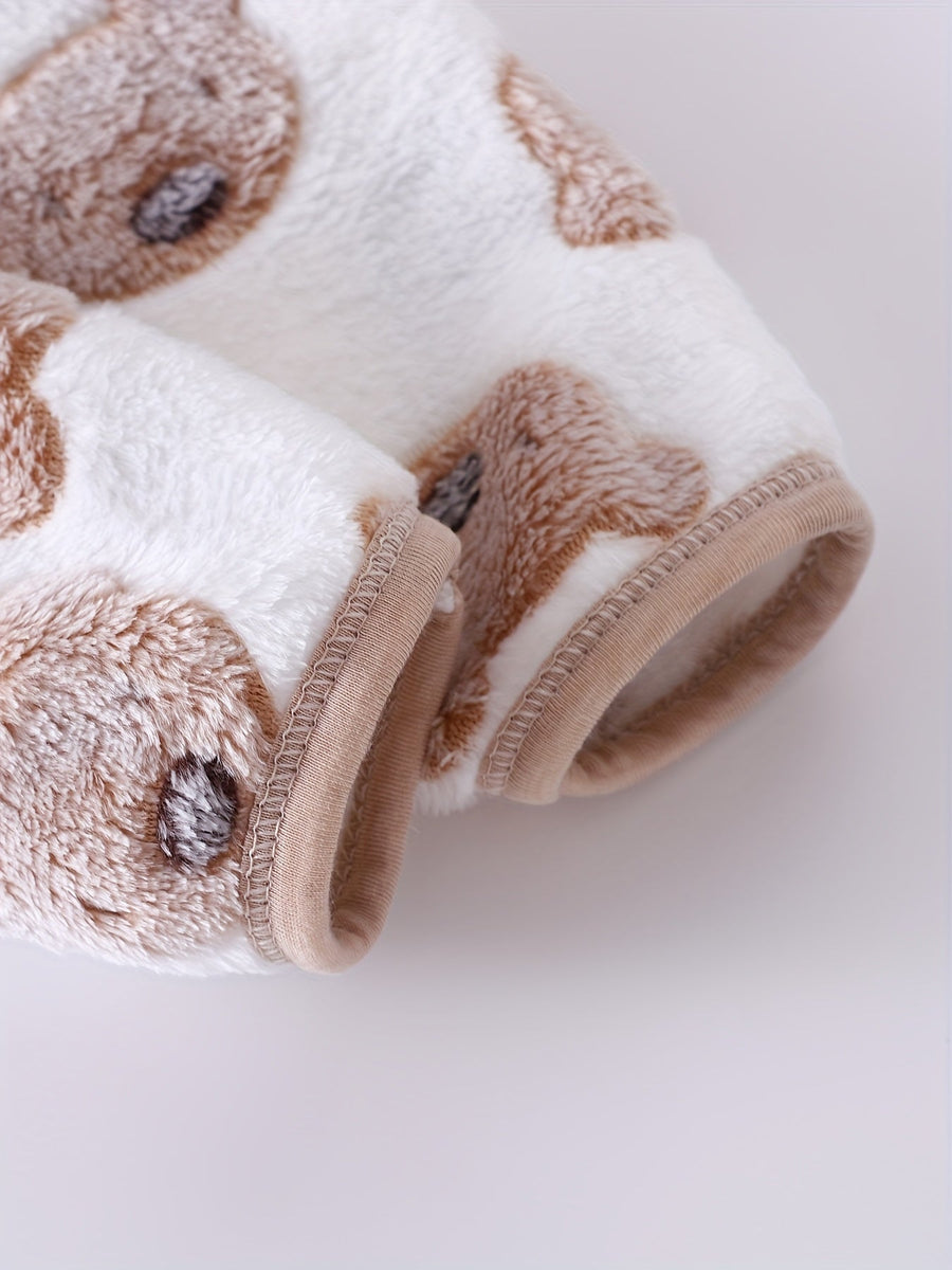 [Vêtements Noël bébé] Tenue Sherpa Ours Mignon pour Bébé Garçon, Ensemble 2 pièces Hiver Chaud en Polaire avec Capuche e