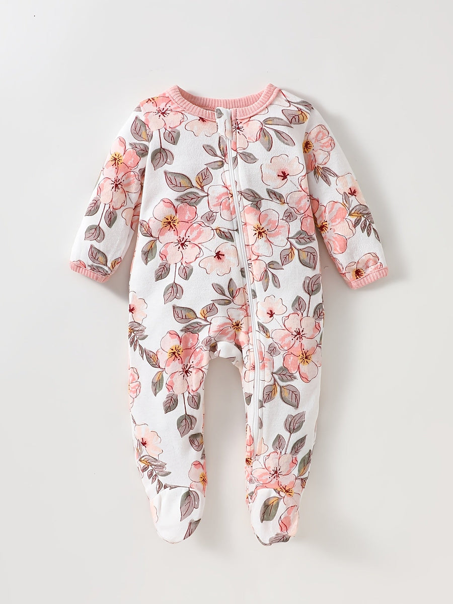 2 bodysuits pieds pour bébé fille, tissu doux — Monptitlou