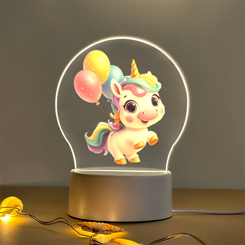 1 Lampe de table LED en acrylique, motif licorne — Monptitlou
