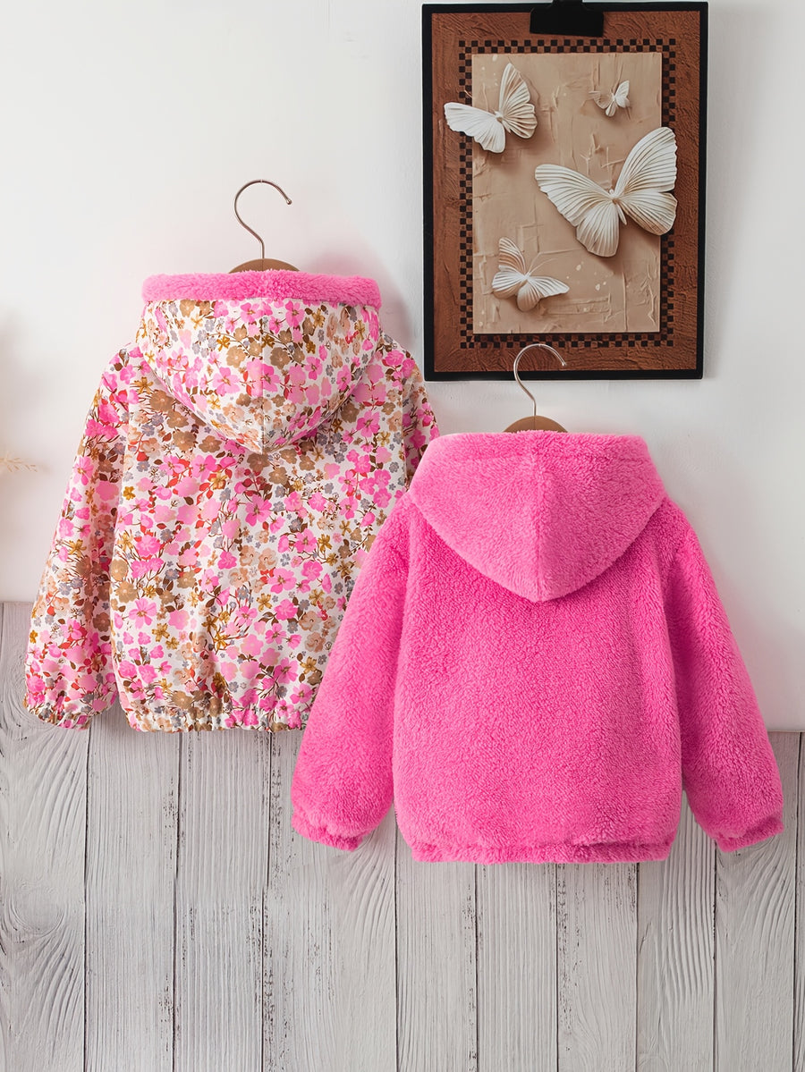 Veste cardigan zippée à capuche à manches longues réversible — Monptitlou