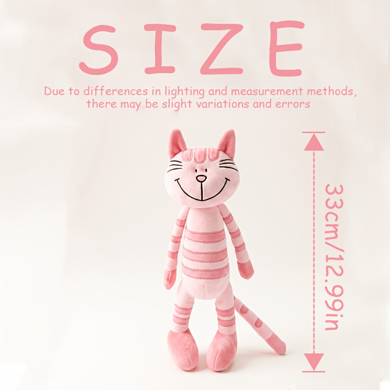 Jouet en peluche adorable chat rayé rose, chaton souriant mignon — Monptitlou