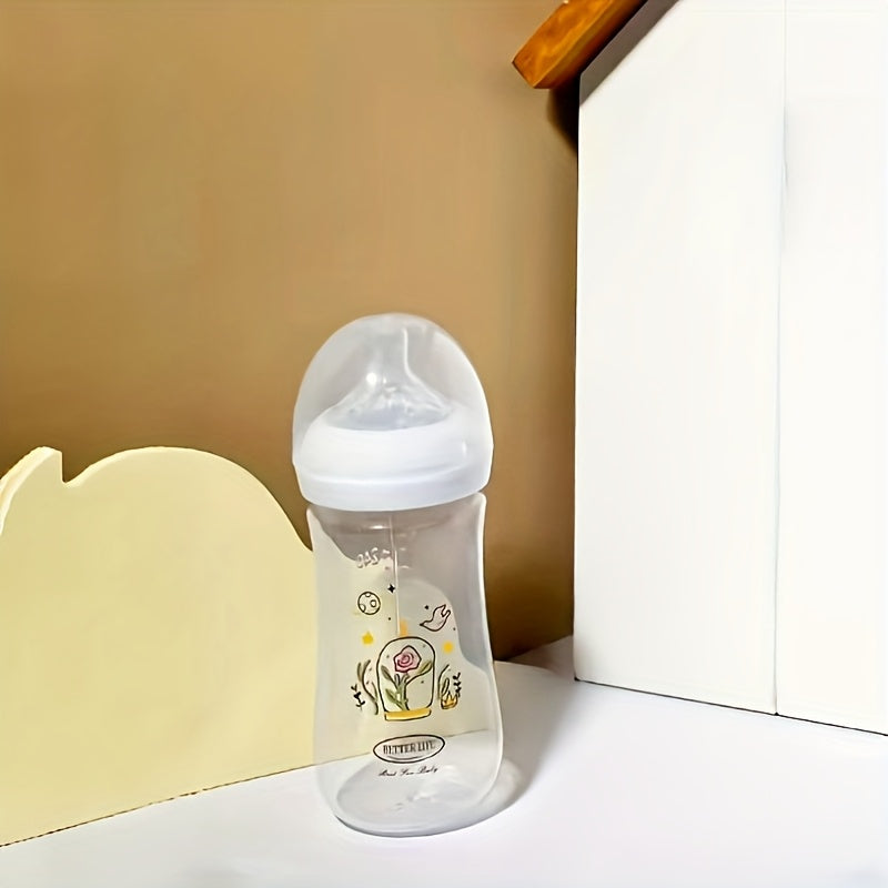 Biberon col large motif floral, matière alimentaire — Monptitlou