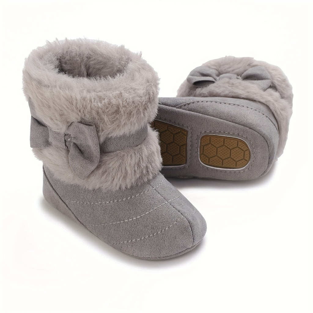 Bottes bébé chaudes hiver polyvalentes mode, avec nœud, 0-1 an, intérieur extérieur confortables