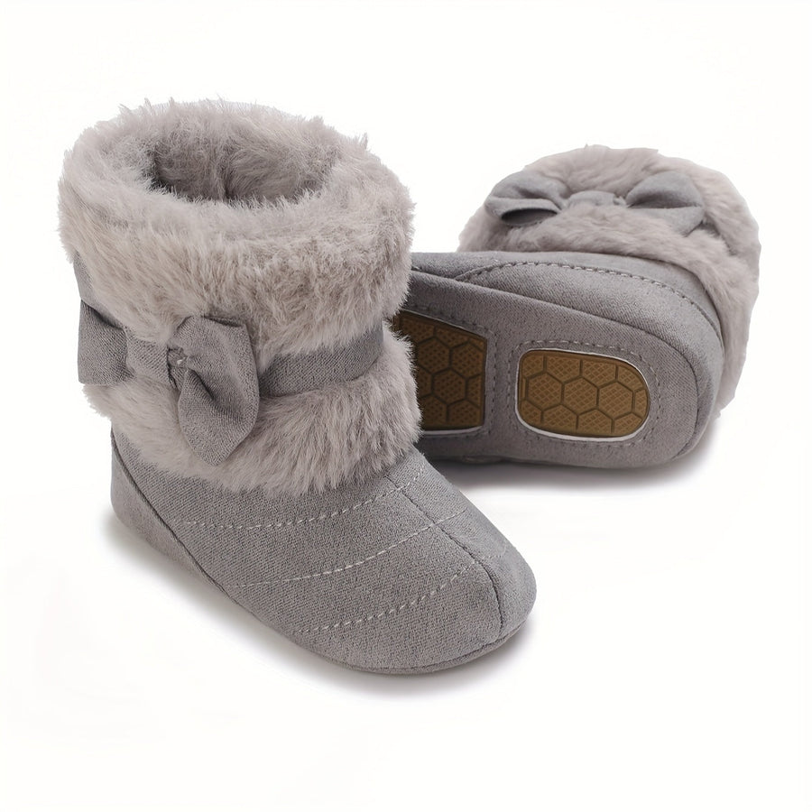 Bottes bébé chaudes hiver polyvalentes mode, avec nœud, 0-1 an, intérieur extérieur confortables