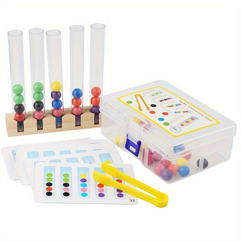 Jeu Éducatif en Bois à 5 Tubes Transparents pour le Tri de Perles, photo 16