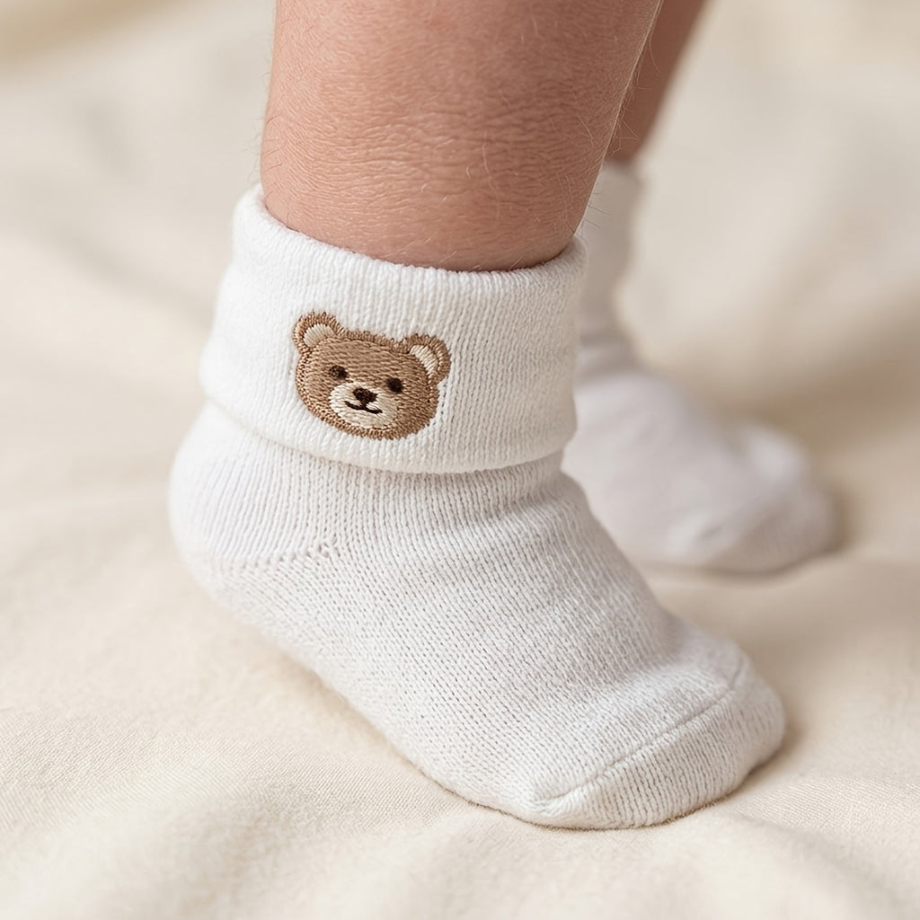Paires de chaussettes pour bébé, motif ours blanc pur — Monptitlou