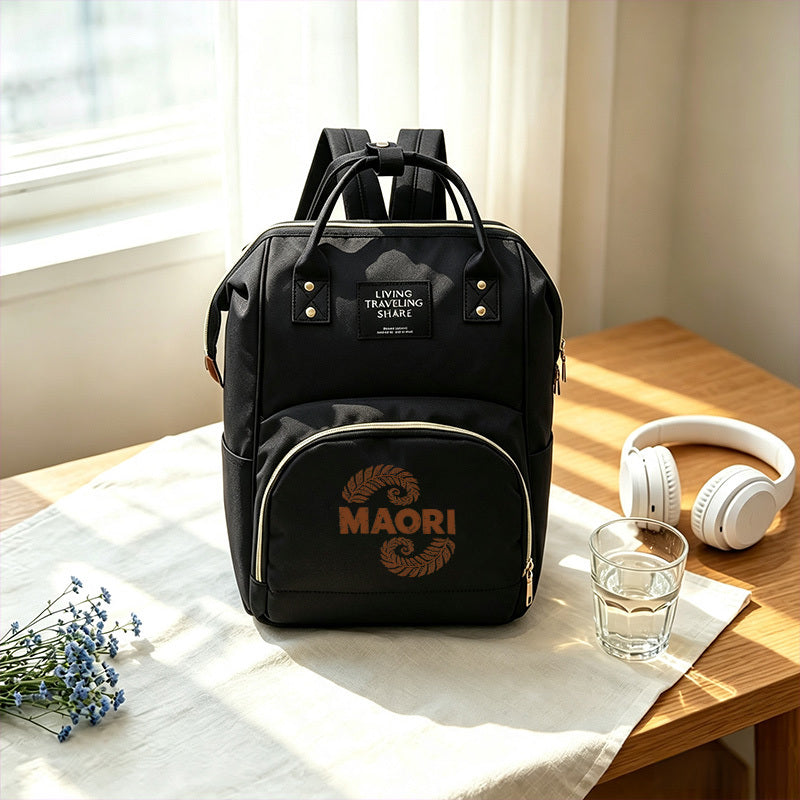 Sac à couches/Sac à dos avec motif de fougère maori pour mamans — Monptitlou