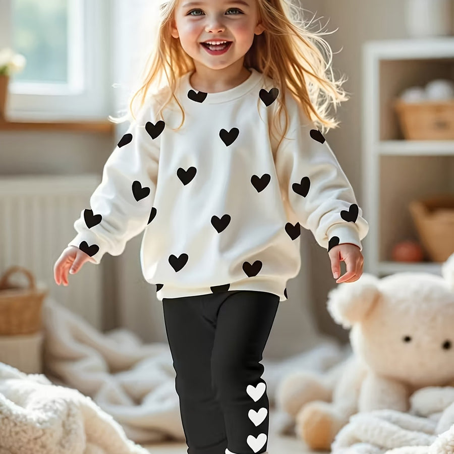 Ensemble deux pièces mignon à motifs cœurs — Monptitlou
