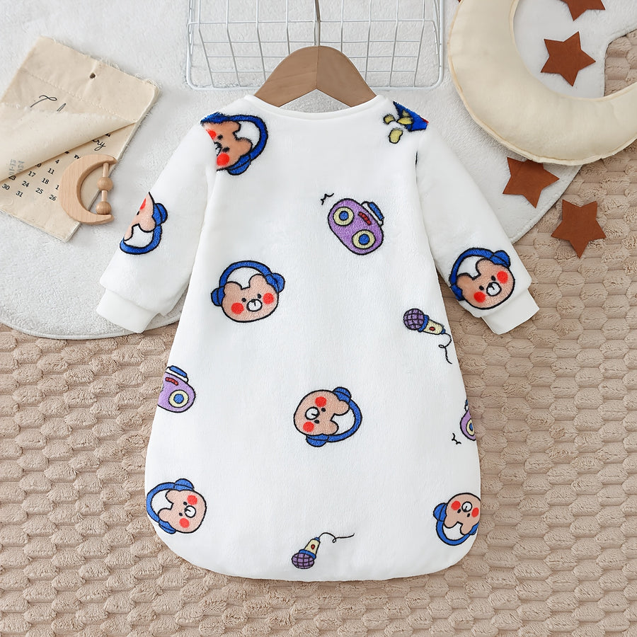 Ours en peluche à manches longues en flanelle réversible avec fermeture — Monptitlou