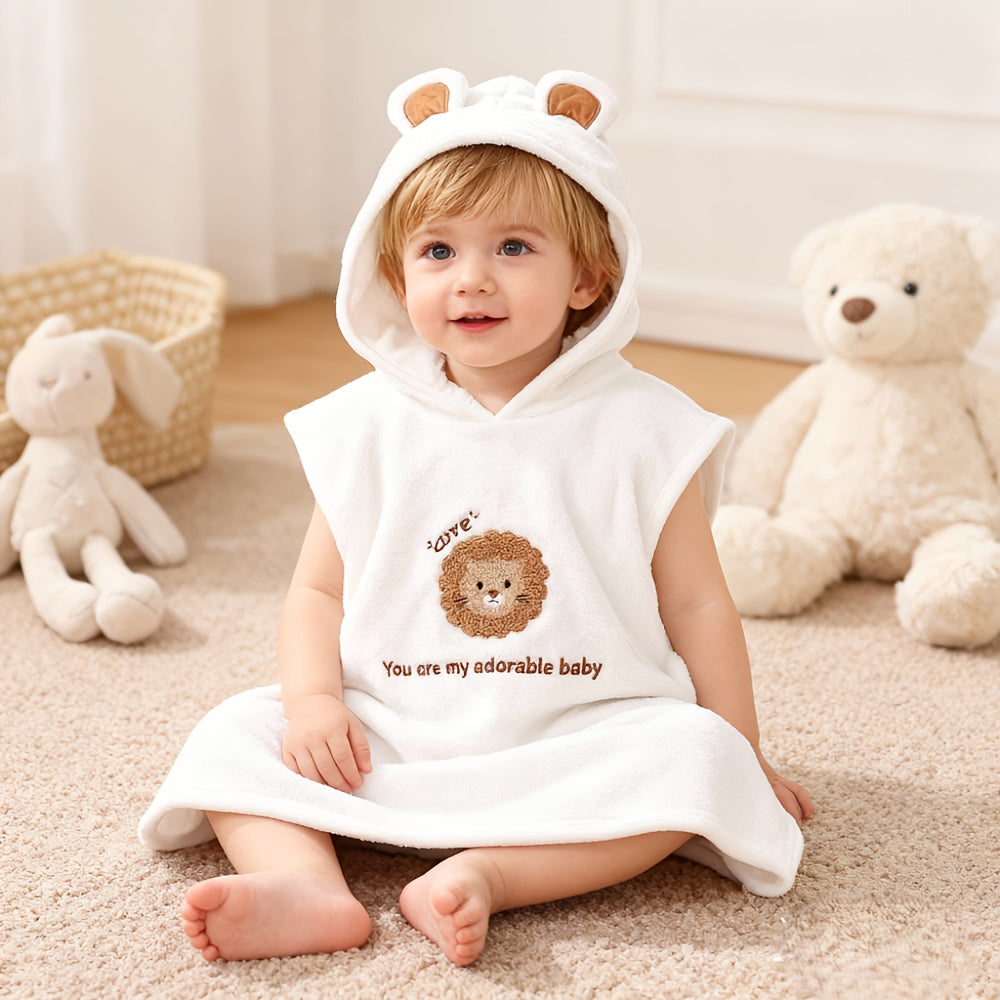 Serviette de bain enfant brodée, motif animaux — Monptitlou Image