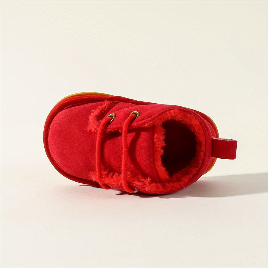 Chaussures d'Hiver pour Enfants 0-18 Mois Semelle Souple Doublure Polaire Style Coréen Chaussons de Marche Bébé 0-1 An 2
