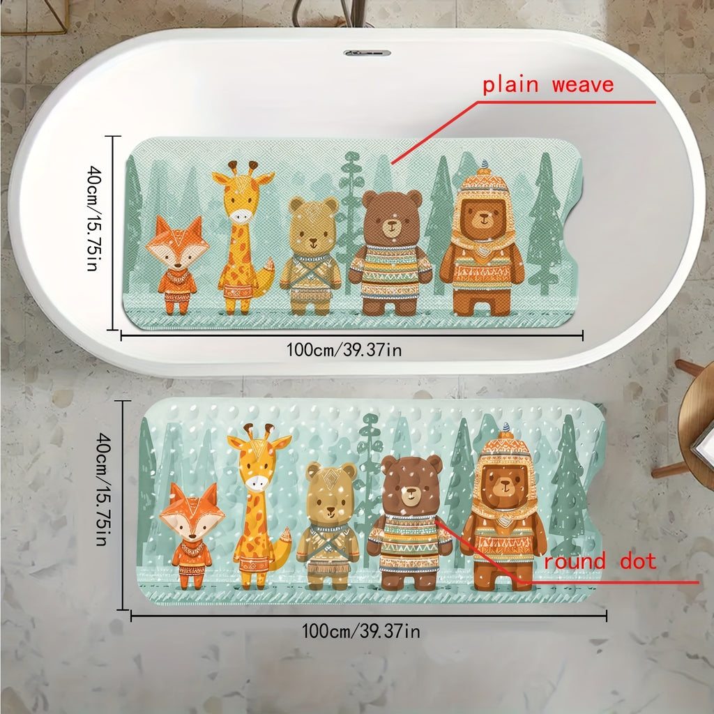 1 tapis de bain pour baignoire, motif animaux de la forêt — Monptitlou