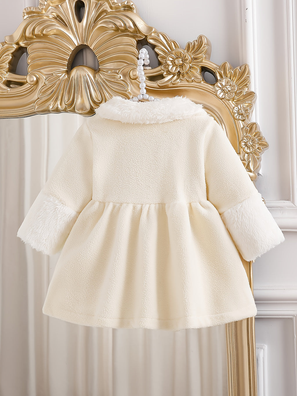Cardigan ouvert beige polaire pour filles automne/hiver — Monptitlou