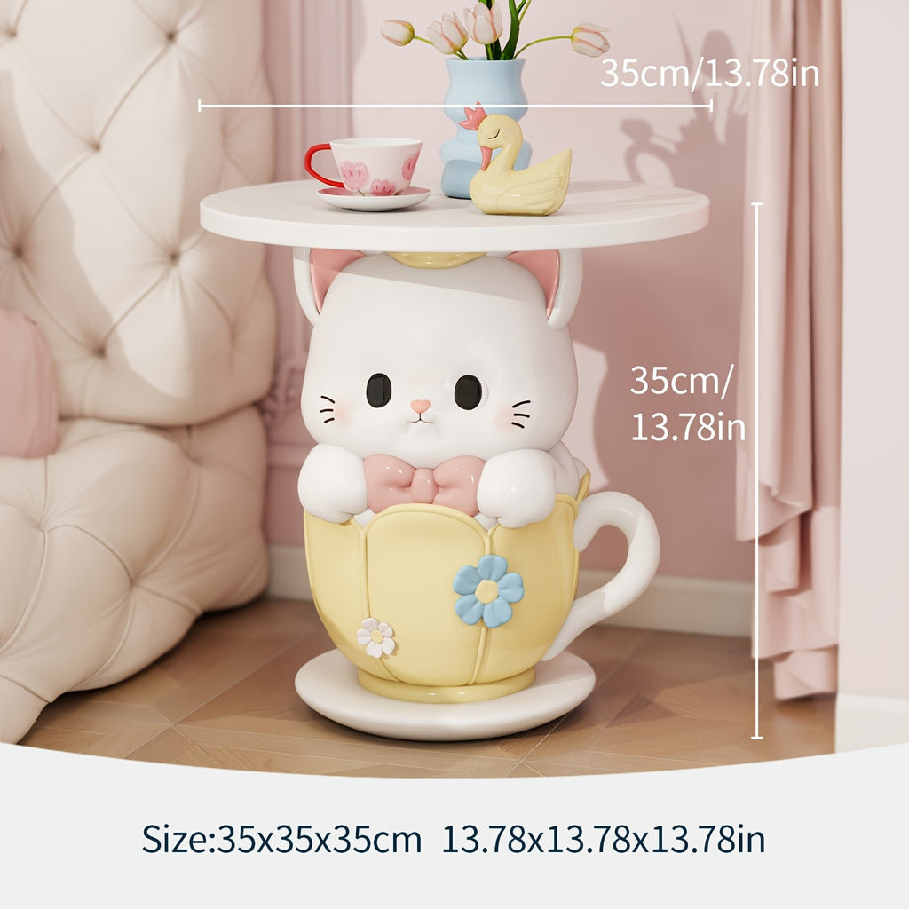 Table d'appoint en résine forme tasse à thé motif chaton mignon dessin — Monptitlou