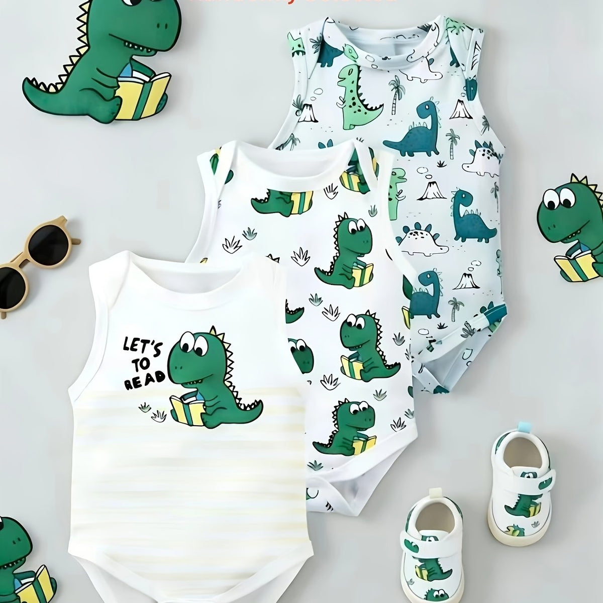 Aléatoire 1pc Bébé Garçon Dinosaure Haut Neutre Body — Monptitlou Image