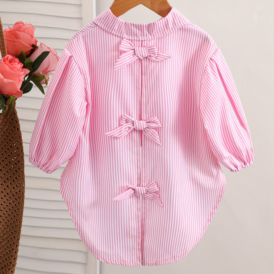 Chemise à col et manches longues à rayures pour bébé fille — Monptitlou