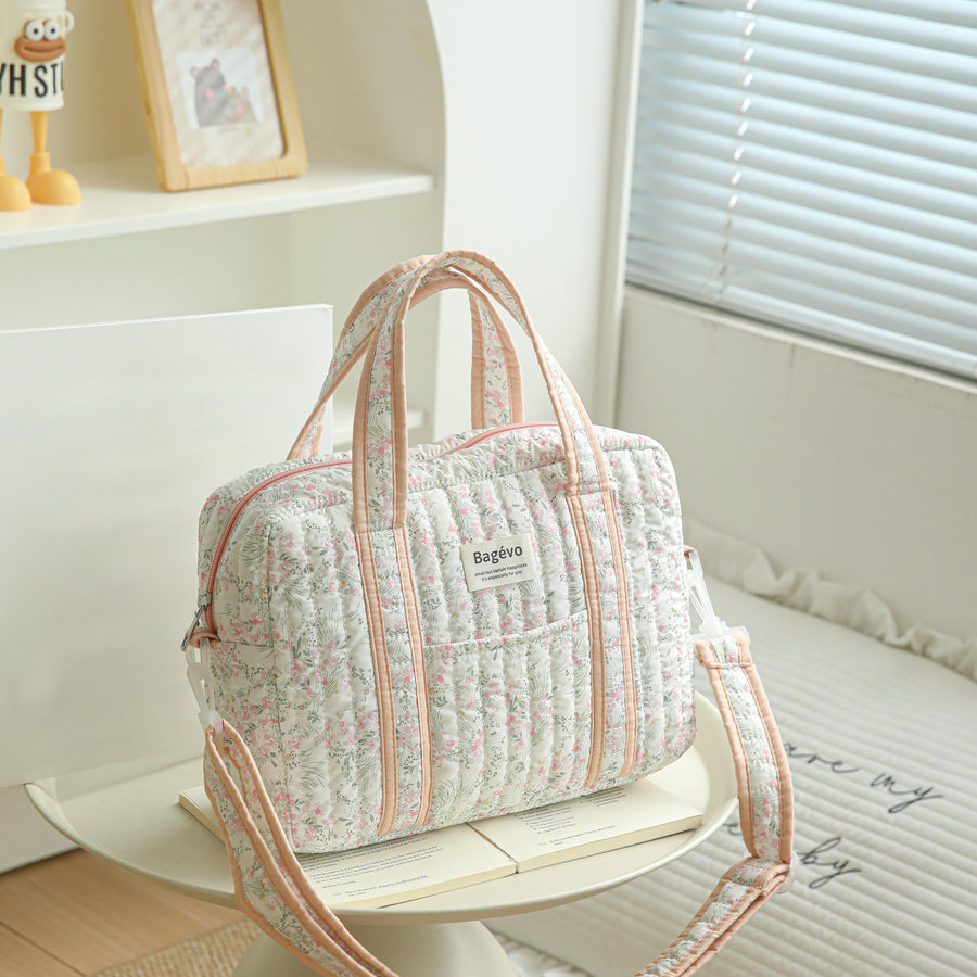Sac fourre-tout mignon pour maman, motif floral et matelassé — Monptitlou