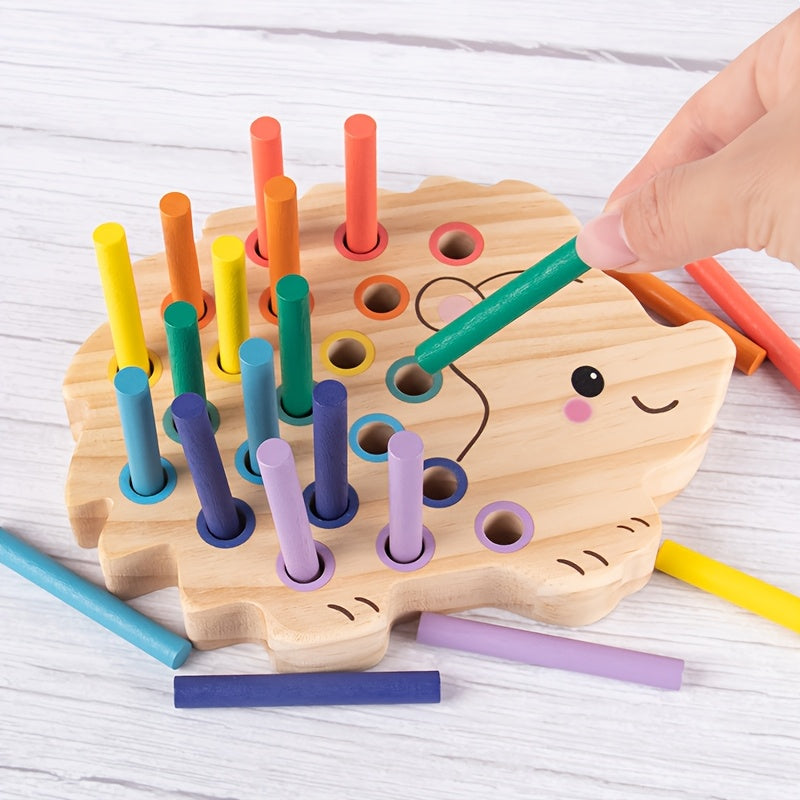 Jouet hérisson en bois multicolore pour enfants — Monptitlou